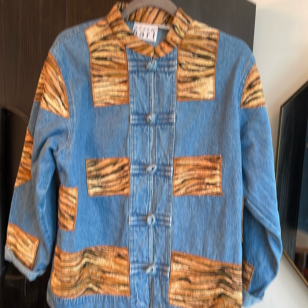 Vintage KEREN hart Denim and Tiger print jacket